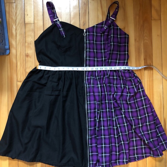 2XL Sz 18 Hot Topic Split Purple Plaid Kawaii Punk Goth Pocket Dress - Picture 3 of 9